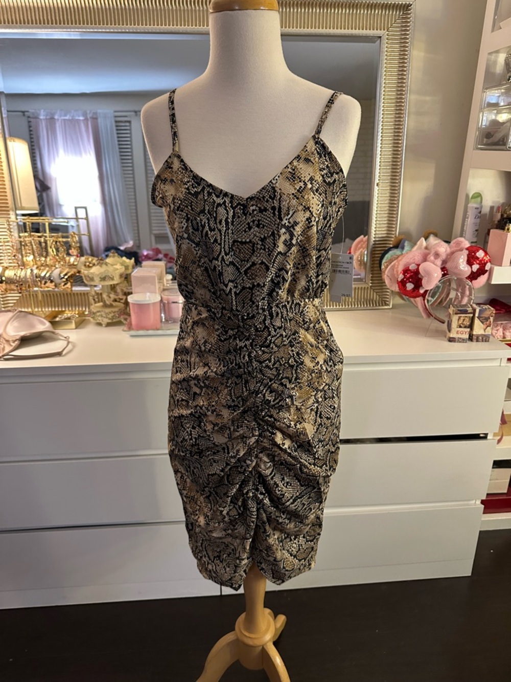Abound Snake Print Spaghetti Strap Dress in Brown